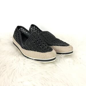 2/$30 Chinese Laundry 7.5 Womens Black Perforated Weave Espadrille Flats
